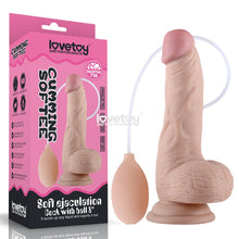 Load image into Gallery viewer, 8" Lovetoy Cumming Softee Soft Ejaculation Cock with Balls Squirting Dildo - LOVEBEE