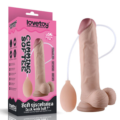 9'' Lovetoy Squirting Cumming Softee Soft Ejaculating Cock with Balls Large Dildo - LOVEBEE