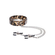 Load image into Gallery viewer, Leopard PU Collar with Nipple Clamps