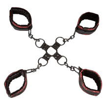 Load image into Gallery viewer, Calexotics Scandal Hog Tie Red & Black Restraints Wrist & Ankle Cuffs