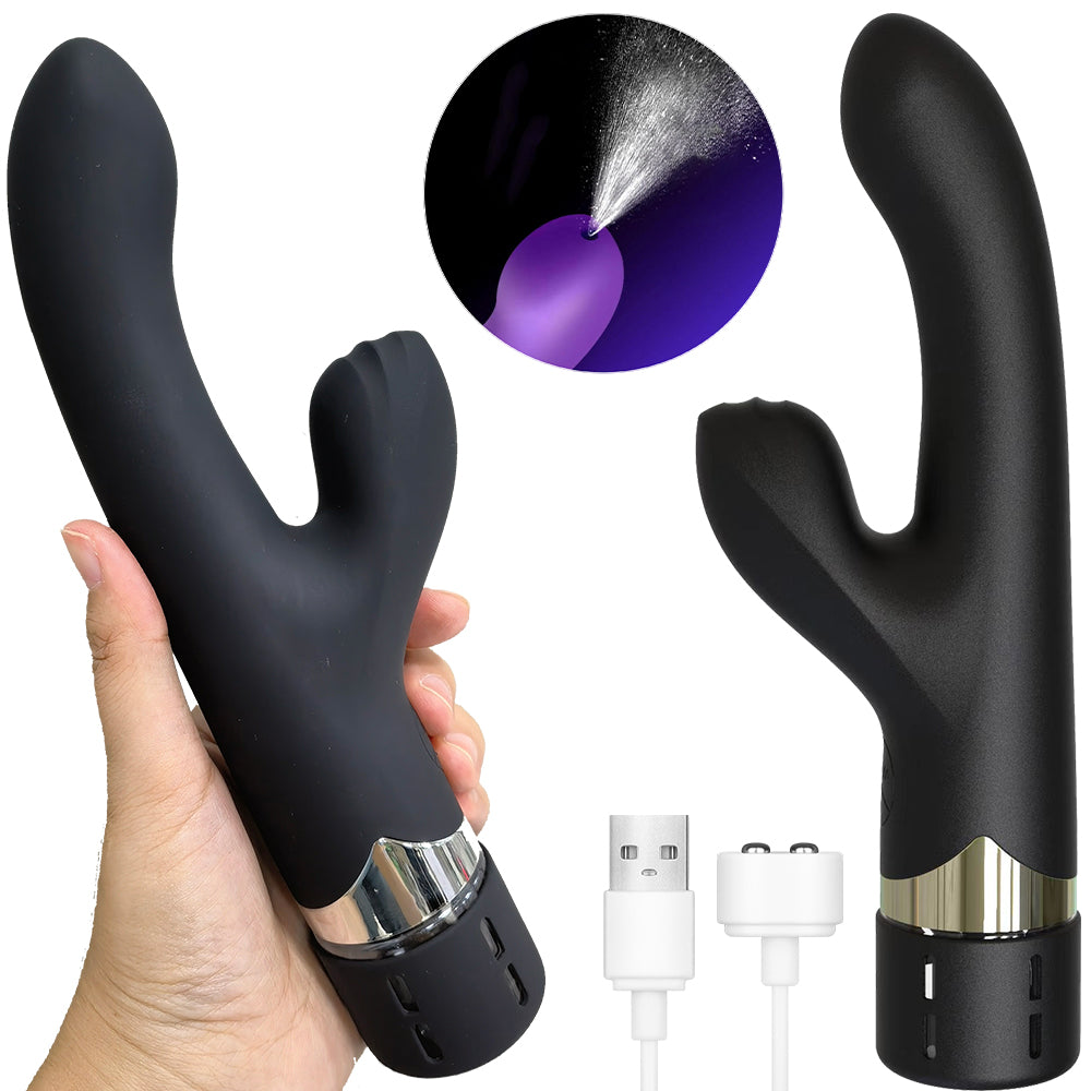 Ashella Vibes Squirting G Spot Rabbit Vibrator USB Sex Toy Black