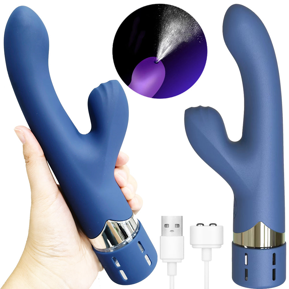 Ashella Vibes Squirting G Spot Rabbit Vibrator USB Sex Toy Blue