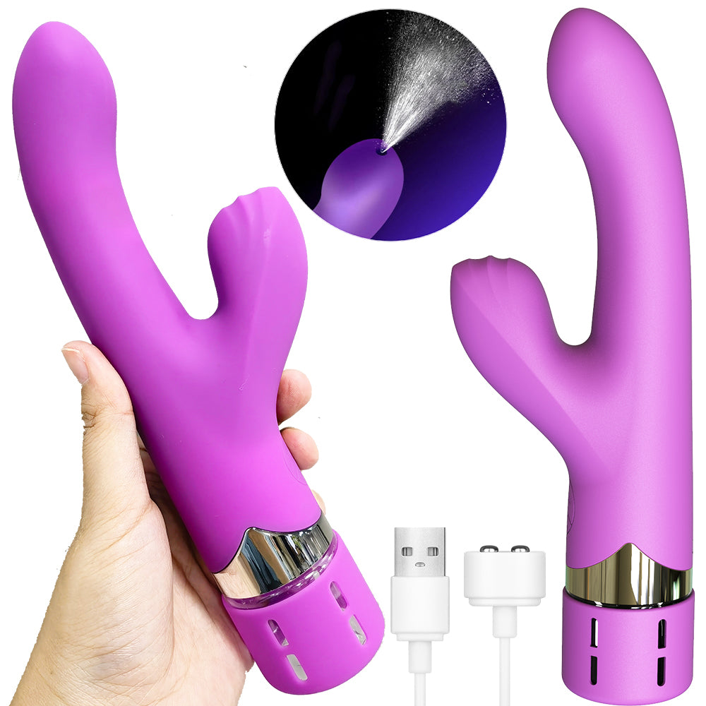 Ashella Vibes Squirting G Spot Rabbit Vibrator USB Sex Toy Purple