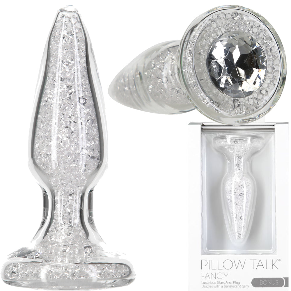 Pillow Talk Fancy Luxurious Glass Anal Plug Clear Gem Dildo