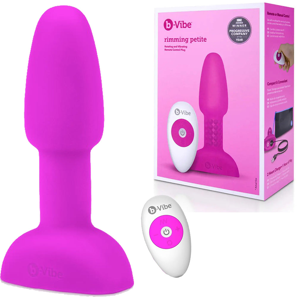 B-Vibe Rimming Plug Petite Fuchsia Vibrating Anal Plug Remote Control