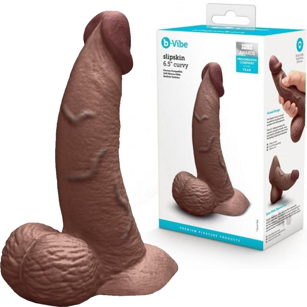 B-Vibe Slipskin Realistic Silicone Dildo-6.5