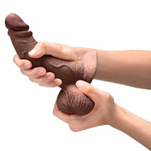 Load image into Gallery viewer, B-Vibe Slipskin Realistic Silicone Dildo-6.5&quot; Curved Brown
