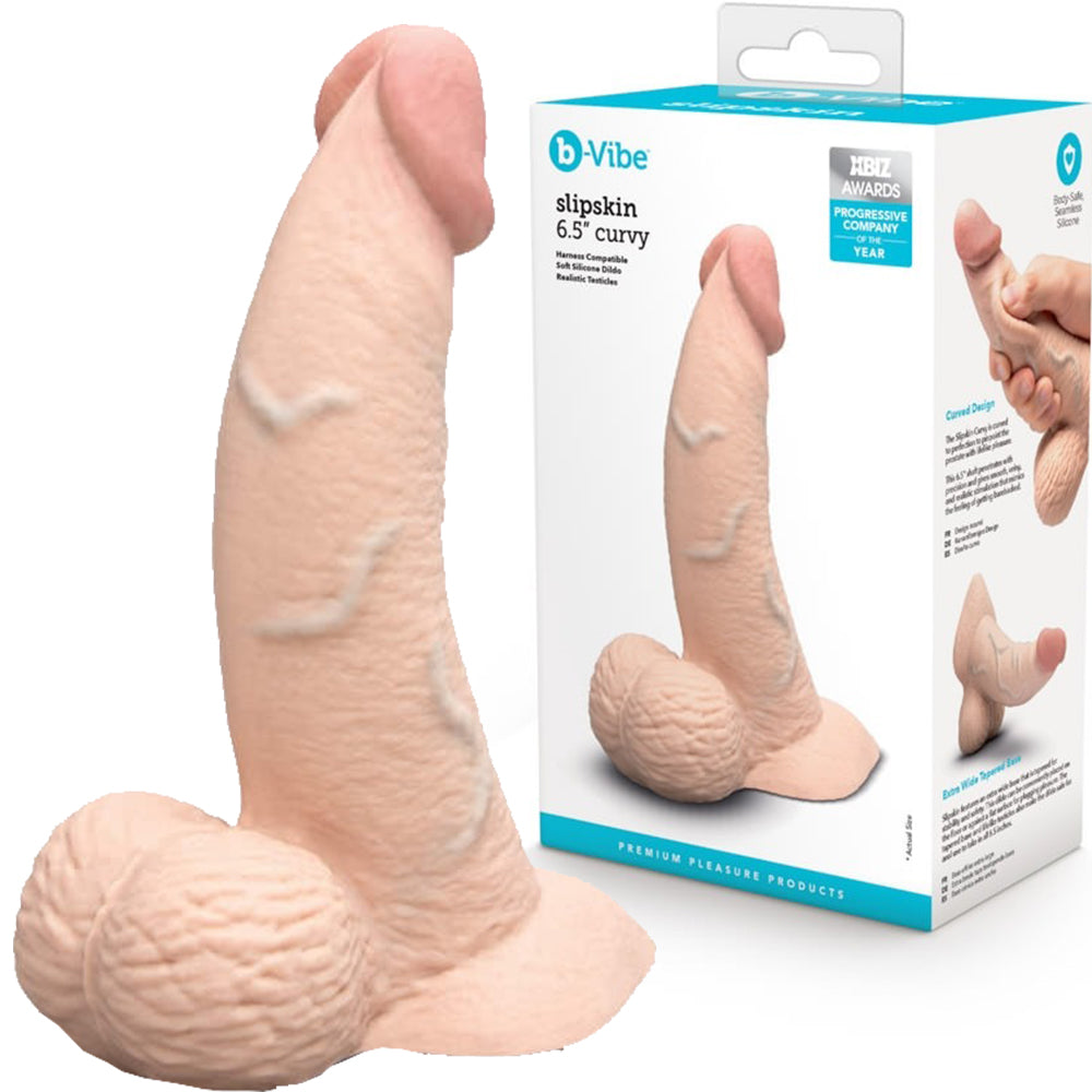 B-Vibe Slipskin Realistic Silicone Dildo-6.5