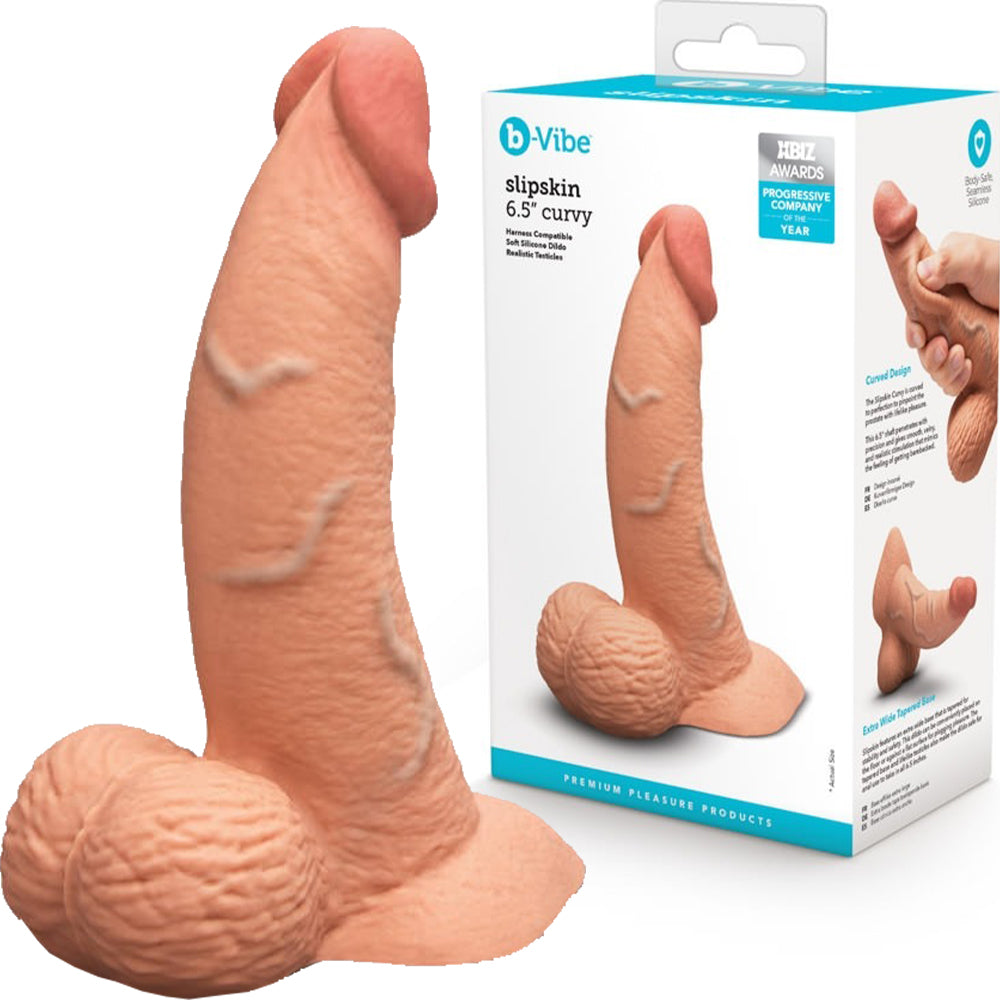 B-Vibe Slipskin Realistic Silicone Dildo-6.5