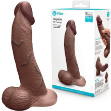 Load image into Gallery viewer, B-Vibe Slipskin Realistic Silicone Dildo-9&quot; Curved Brown
