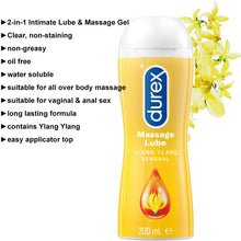 Load image into Gallery viewer, Durex 2-in-1 Sensual Ylang Ylang Massage Gel Lube (200ml) Personal Lubricant
