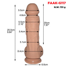 Load image into Gallery viewer, FAAK G117 Large 25cm Dual Density Realistic Veined Dildo Silicone Dong Sex Toy
