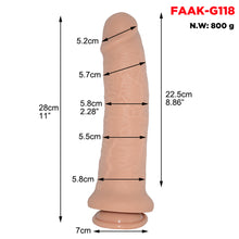 Load image into Gallery viewer, FAAK G118 Large 28cm Dual Density Realistic Veined Dildo Silicone Dong Sex Toy
