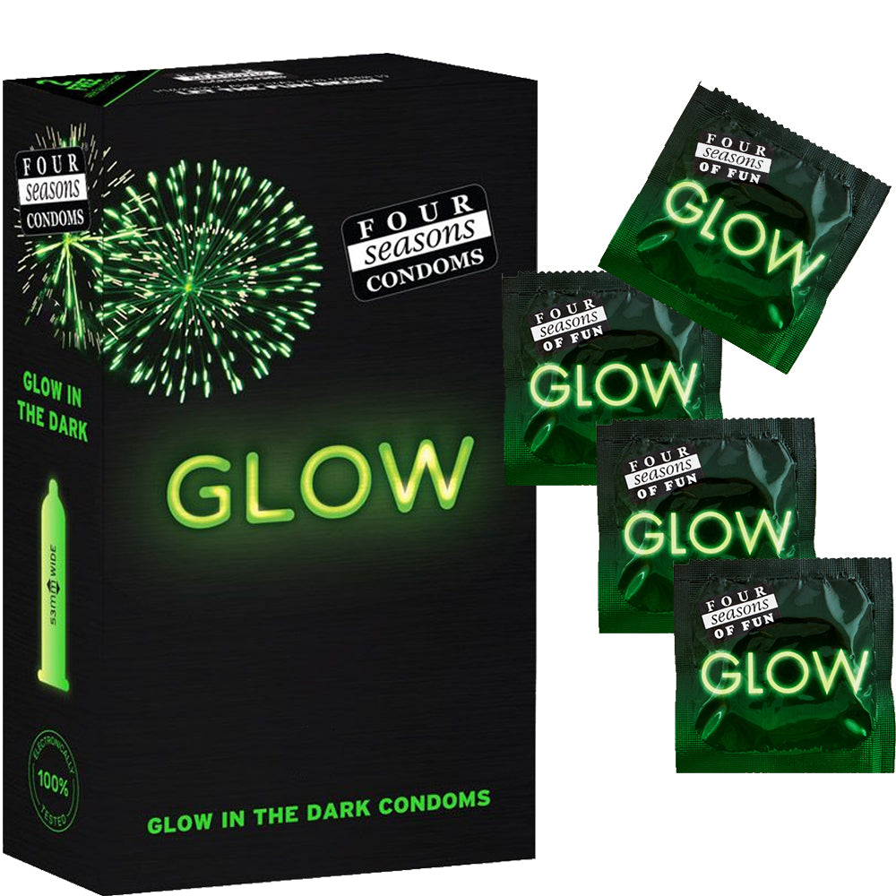 Four Seasons Glow N Dark Condoms Lubricated 53mm 12-300 bulk packs