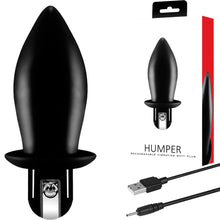 Load image into Gallery viewer, Humper Vibrating Anal Butt Plug Silicone Rechargeable Rounded Black
