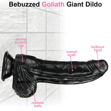 Load image into Gallery viewer, Bebuzzed Goliath Giant Dildo Veined Suction Cup Dong 22-26cm
