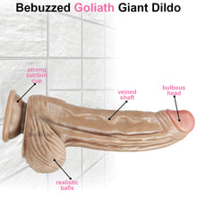 Load image into Gallery viewer, Bebuzzed Goliath Giant Dildo Veined Suction Cup Dong 22-26cm
