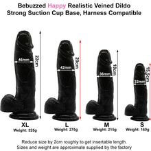 Load image into Gallery viewer, Happy 8&quot; Realistic Dildo Veined Balls Suction Cup Black
