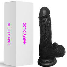 Load image into Gallery viewer, Happy 6&quot; Realistic Dildo Veined Balls Suction Cup Black
