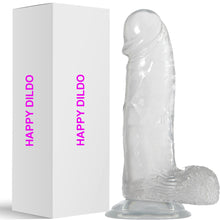 Load image into Gallery viewer, Happy 7&quot; Realistic Dildo Veined Balls Suction Cup Clear
