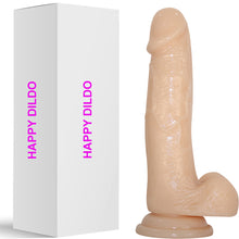 Load image into Gallery viewer, Happy 8&quot; Realistic Dildo Veined Balls Suction Cup Flesh
