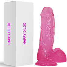 Load image into Gallery viewer, Happy 6&quot; Realistic Dildo Veined Balls Suction Cup Pink
