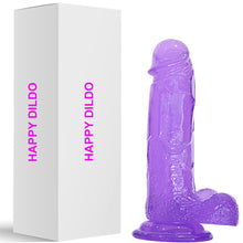 Load image into Gallery viewer, Happy 6&quot; Realistic Dildo Veined Balls Suction Cup Purple
