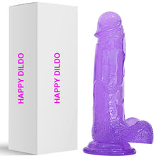 Load image into Gallery viewer, Happy 7&quot; Realistic Dildo Veined Balls Suction Cup Purple
