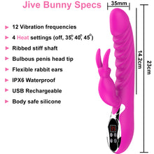 Load image into Gallery viewer, Jive Heated USB Rechargeable G-Spot Rabbit Vibrator Clitoral Stimulator
