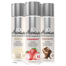 Load image into Gallery viewer, Jo Aromatix Scented Massage Oil Edible Chocolate Strawberry Vanilla Vitamin E
