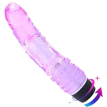 Load image into Gallery viewer, 7.3&quot; Silicone Jelly Squeezable G-Spot Vibrator Multi-Speed Purple
