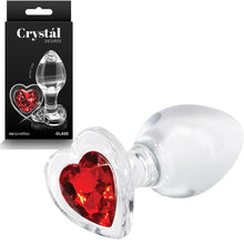 Load image into Gallery viewer, Crystal Desires Red Heart Glass Anal Plug Small
