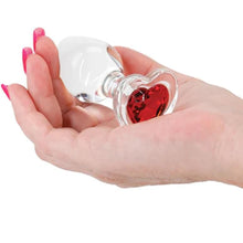 Load image into Gallery viewer, Crystal Desires Red Heart Glass Anal Plug Small
