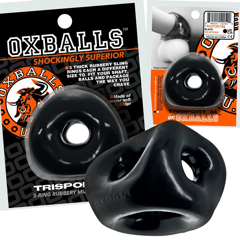 OXBALLS TRI-SPORT XL thicker 3-ring Cocksling BLACK