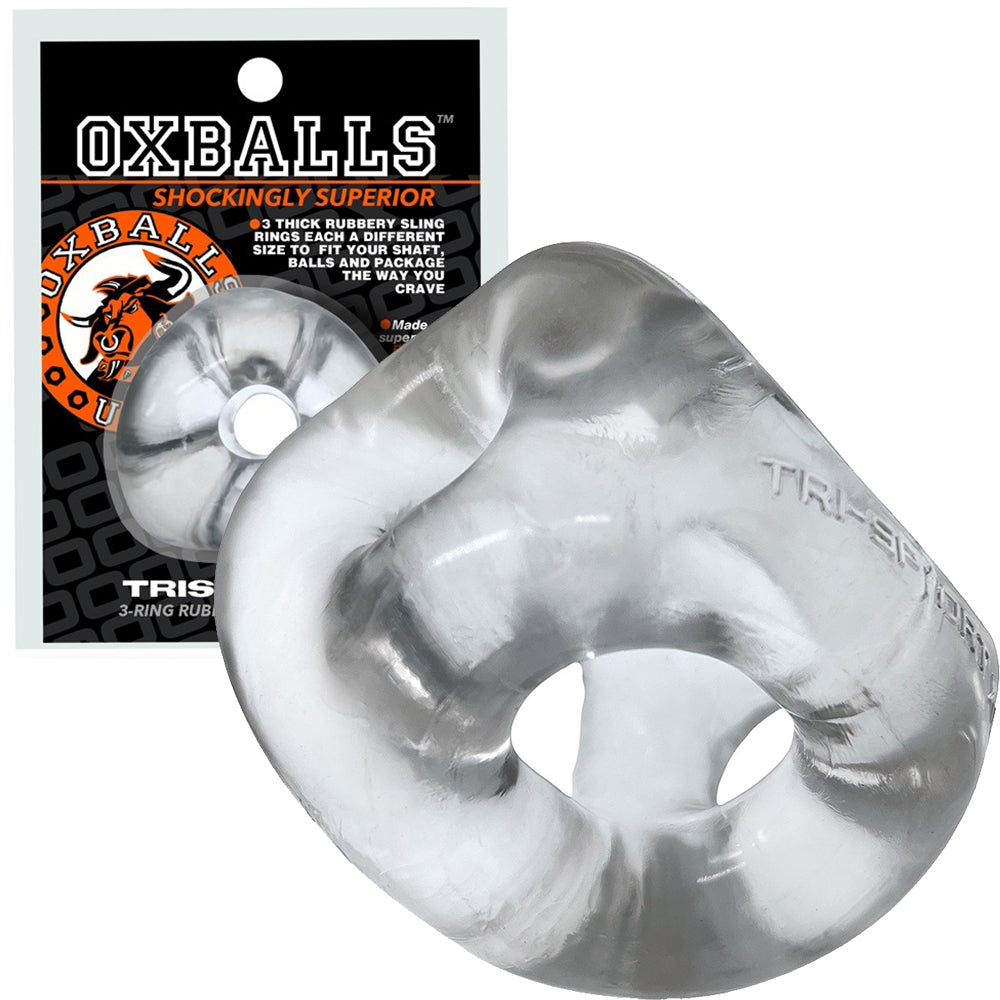 OXBALLS TRI-SPORT XL thicker 3-ring cocksling CLEAR