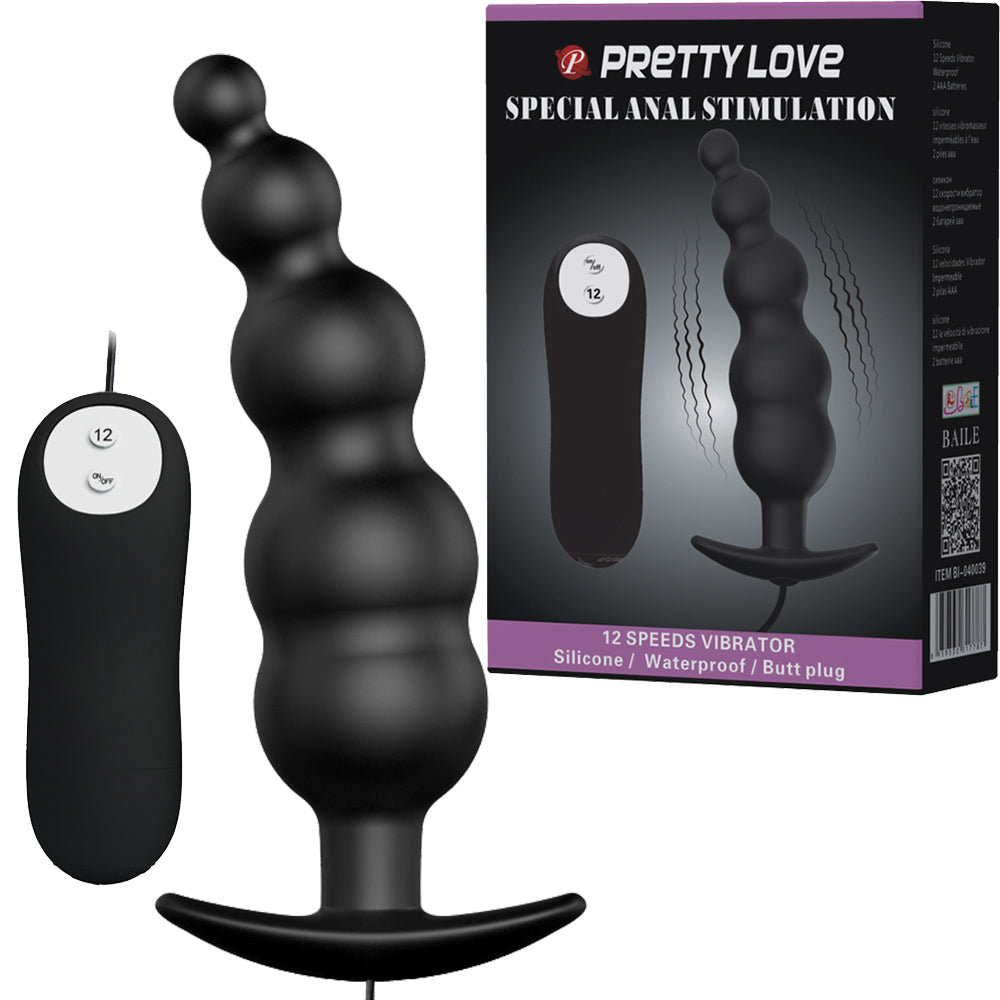 Pretty Love Vibrating Beaded Anal Butt Plug Remote Prostate Massager