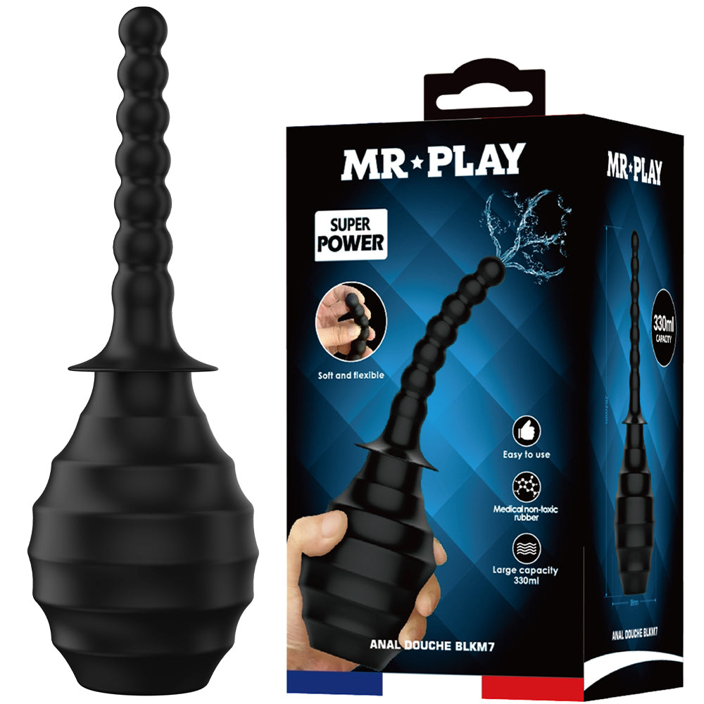 Mr Play Anal Douche Large 330ml Beaded Nozzle Cleaner Enema Bulb BLKM7