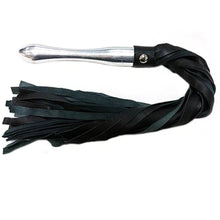 Load image into Gallery viewer, Black Leather Flogger with Aluminum Handle
