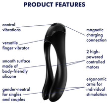 Load image into Gallery viewer, Satisfyer Candy Cane Finger Vibe Couples U Vibrator Black
