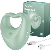 Load image into Gallery viewer, Satisfyer Perfect Pair 3 2-in-1 Cock Ring &amp; Finger Vibrator Couples Sex Toy
