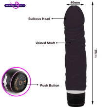 Load image into Gallery viewer, Silicone Classic Thick Veined Vibrating Dildo Vibrator Black
