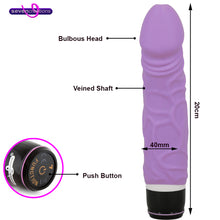 Load image into Gallery viewer, Silicone Classic Thick Veined 034 Seven Function Purple Vibrator
