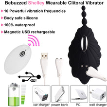 Load image into Gallery viewer, Shelly Wearable Panty Vibrator Clitoral Stimulator Remote Controlled USB Black
