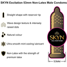 Load image into Gallery viewer, SKYN Excitation Condoms Non-Latex 53mm Lubricated Cooling Male Thin Condom
