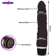 Load image into Gallery viewer, Silicone Classic Thin Veined Vibrating Dildo Vibrator Black
