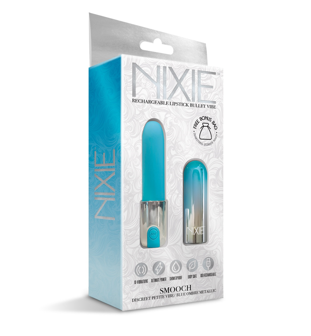 NIXIE Smooch Rechargeable Lipstick Vibrator, Blue Ombre