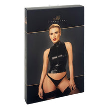 Load image into Gallery viewer, Glam Wetlook Top w Vinyl Corset
