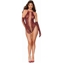 Load image into Gallery viewer, Dreamgirl Teddy w Gloves Burgundy
