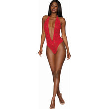 Load image into Gallery viewer, Dreamgirl Heart Back Deep V-Neck Teddy Red
