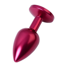 Load image into Gallery viewer, Red Metal Anal Plug w Black Crystal Small
